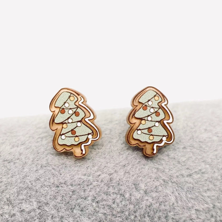 Tiny Christmas Tree Studs