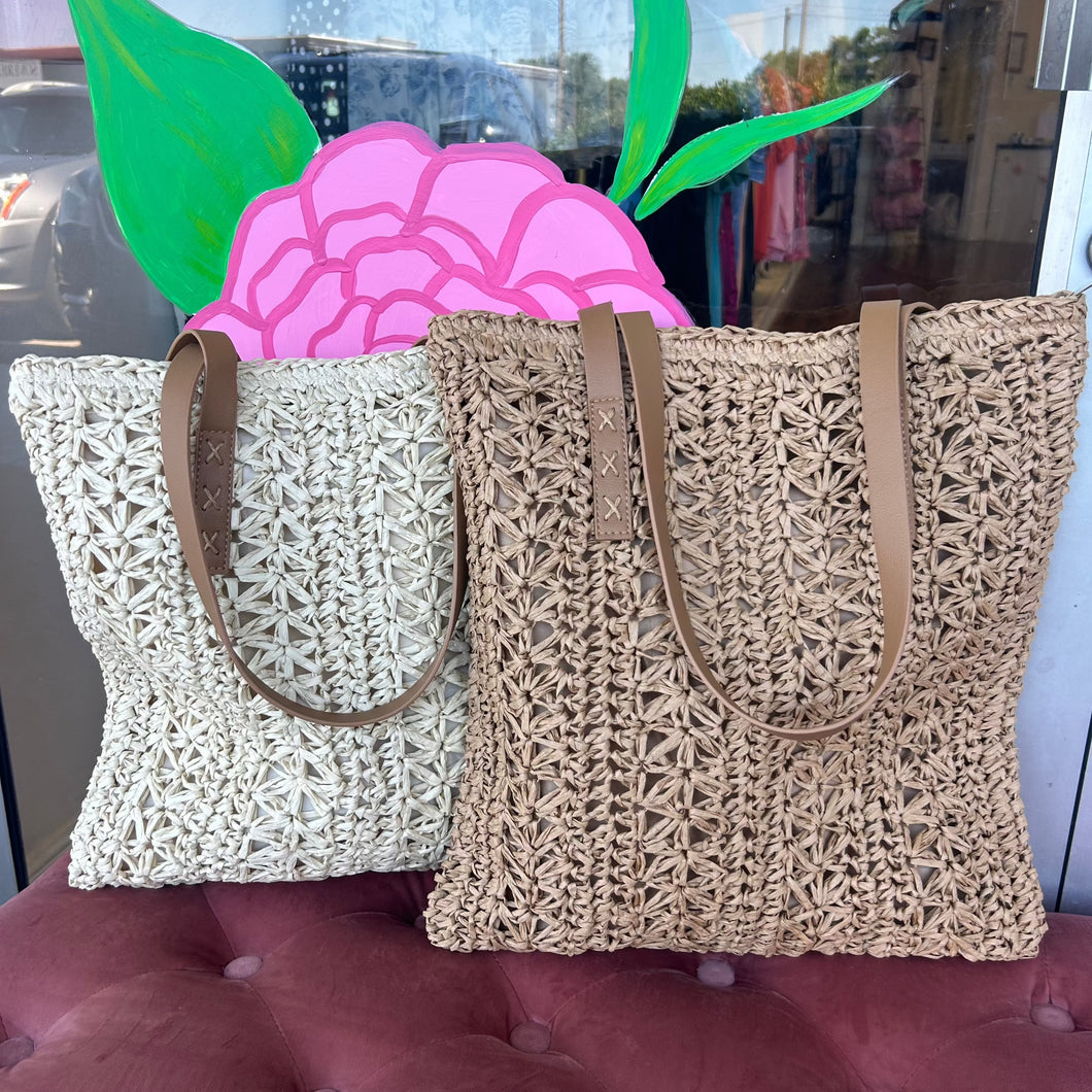 Straw Braided Tote Bag