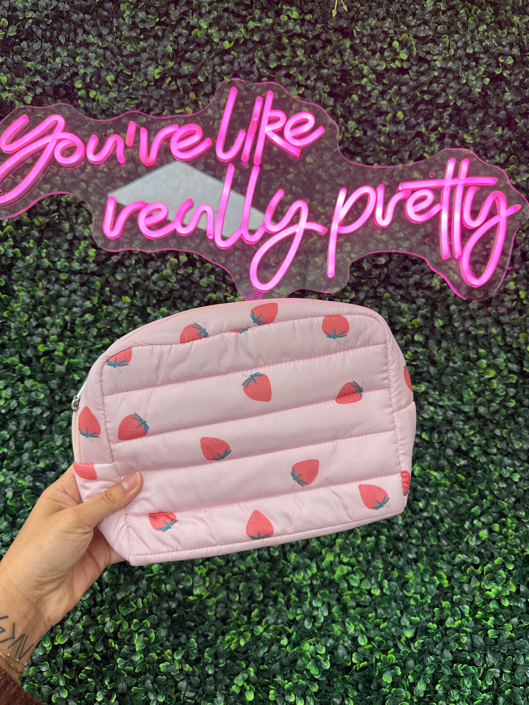 Custom Puffer Cosmetic Bag (Strawberry)