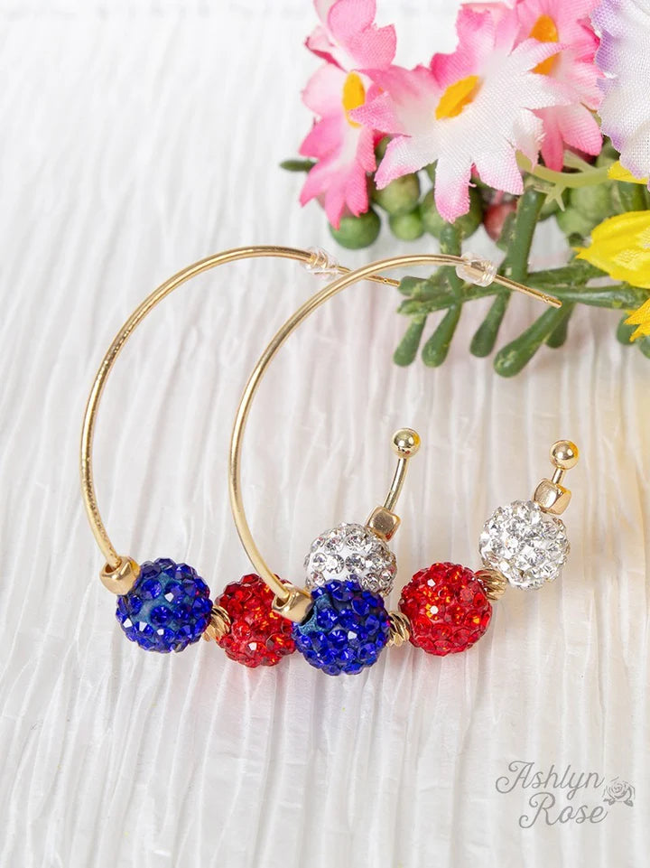 FIREWORK SHOW BEADED HOOPS, PATRIOTIC