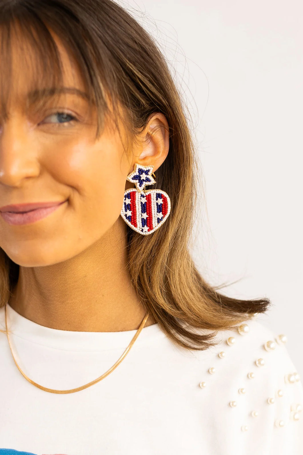 INDEPENDENT DAY BEADED HEARTS EARRINGS