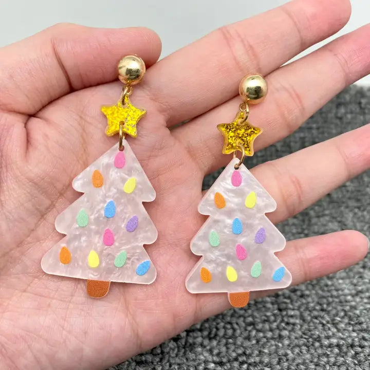 Ice Cream Style Christmas Tree Dangle Earrings